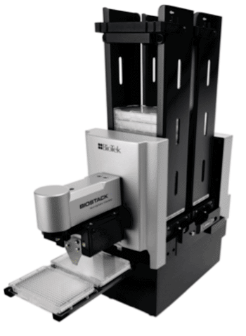 Imagen: El apilador de microplacas BioStack 4, diseñado para mejorar el procesamiento de ensayos basado en microtítulos (Fotografía cortesía de BioTek).